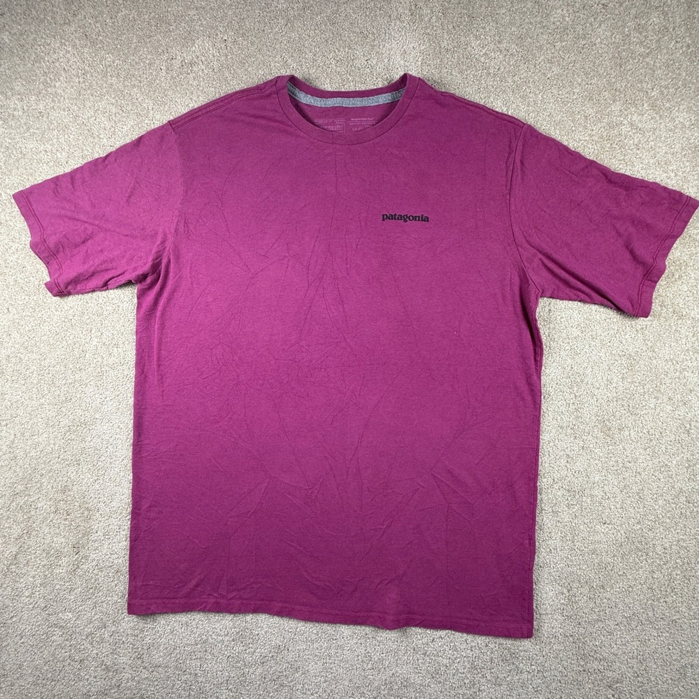 Patagonia Responsibili-Tee P-6 Logo Magenta Purple Mens Large T-Shirt 38504